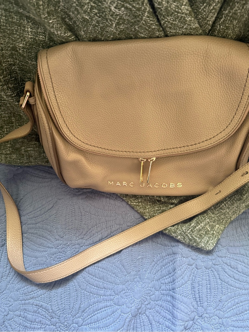 Marc Jacobs Taupe Pebbled Leather Crossbody with Gold Hardware